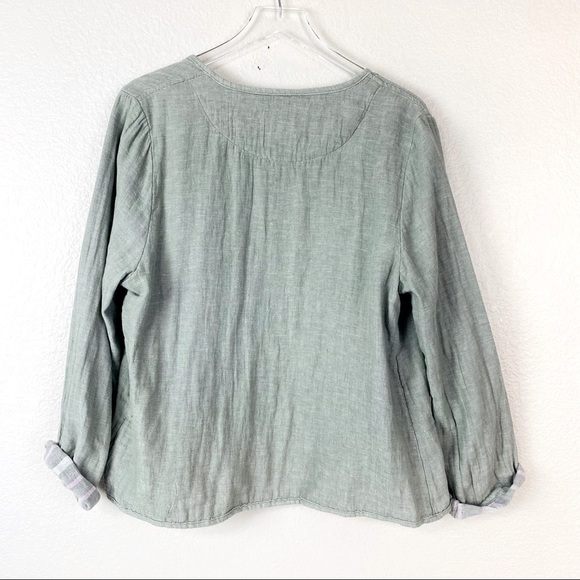 Tahari Linen Blend Striped Lined Open Front Jacket Size L - Picture 4 of 6